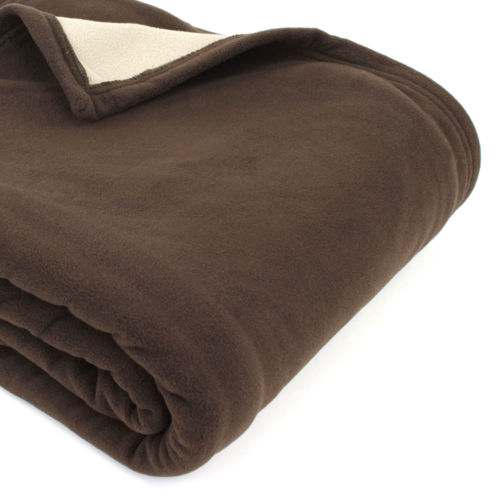 Coperta in pile lusso 180 x 220 cm 100% poliestere 430 g/m2 modello Narvik Marrone
