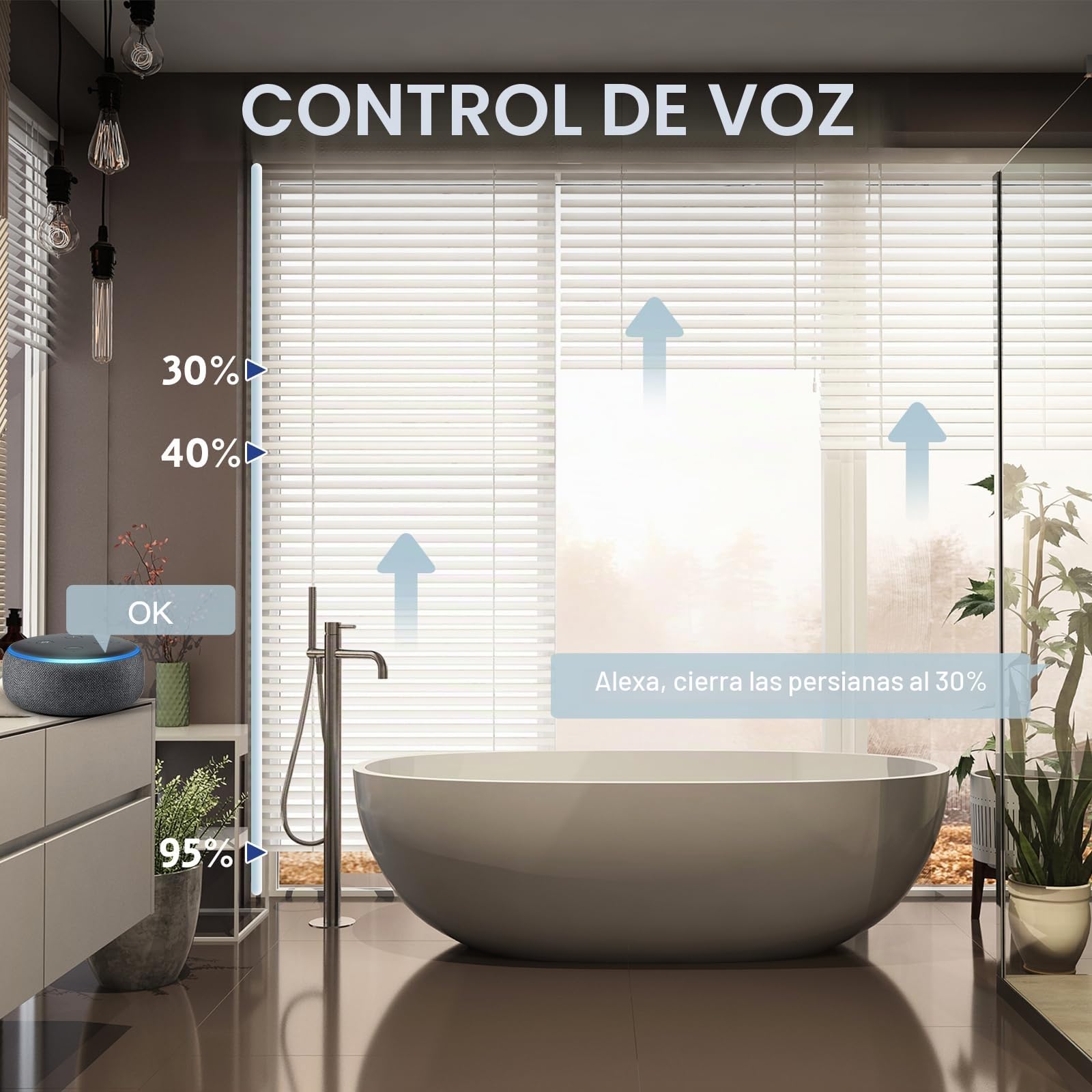 BSEED Interruptor Persiana WiFi,interruptores tactil empotrado,Inteligente Control de Porcentaje,Panel de Cristal,Control Remoto,Requiere Cable Neutro,86mm Blanco