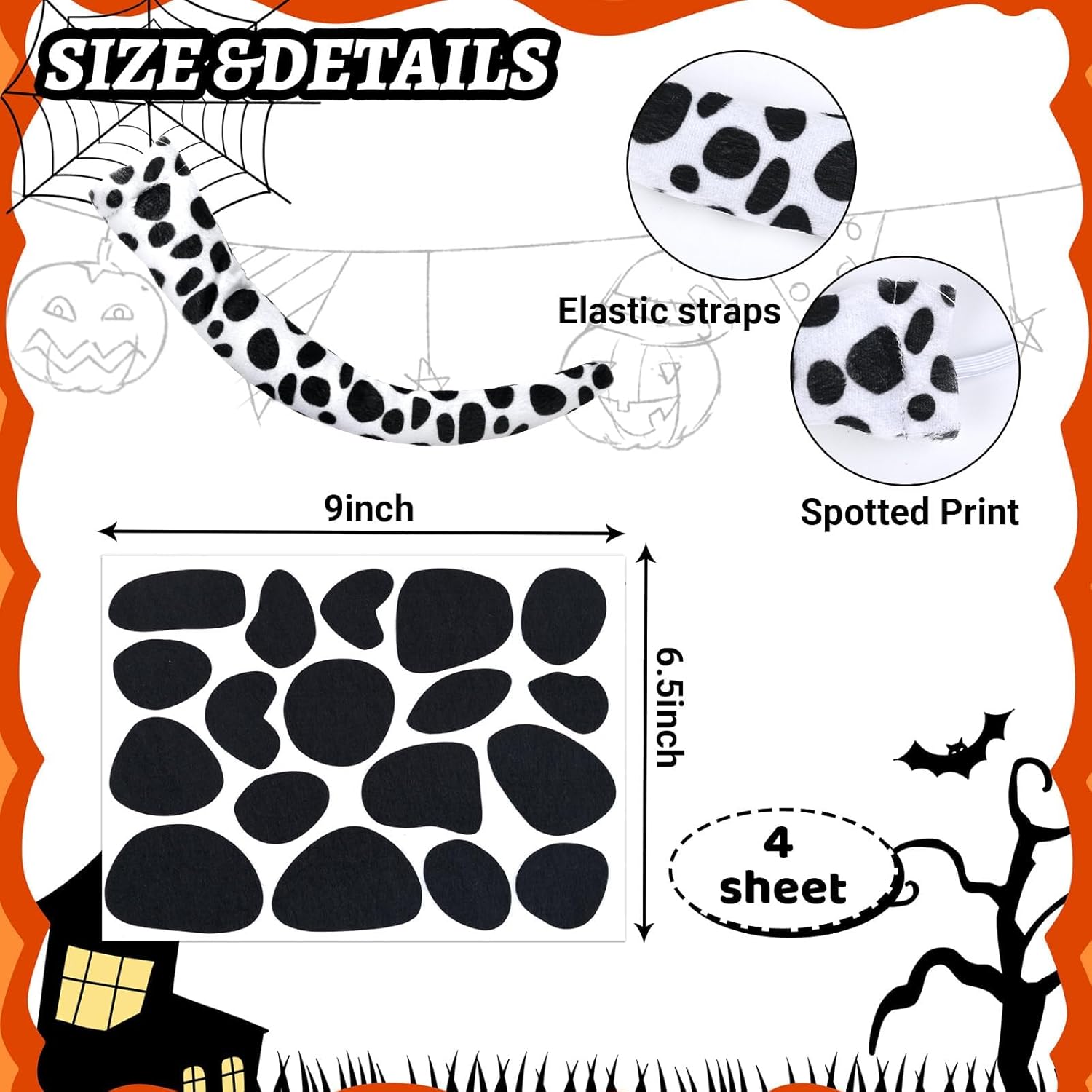 10 Pcs Halloween Dalmatian Costume Dalmatian Skirt Set for Women Girls Party Dress Up - Image 4