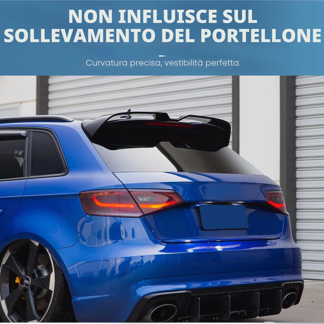 Alettone posteriore compatibile per Audi A3 S3 RS3 8V Sportback 5 porte 2013-2020 Lip Splitter per tetto posteriore Alettone per bagagliaio (nero lucido)