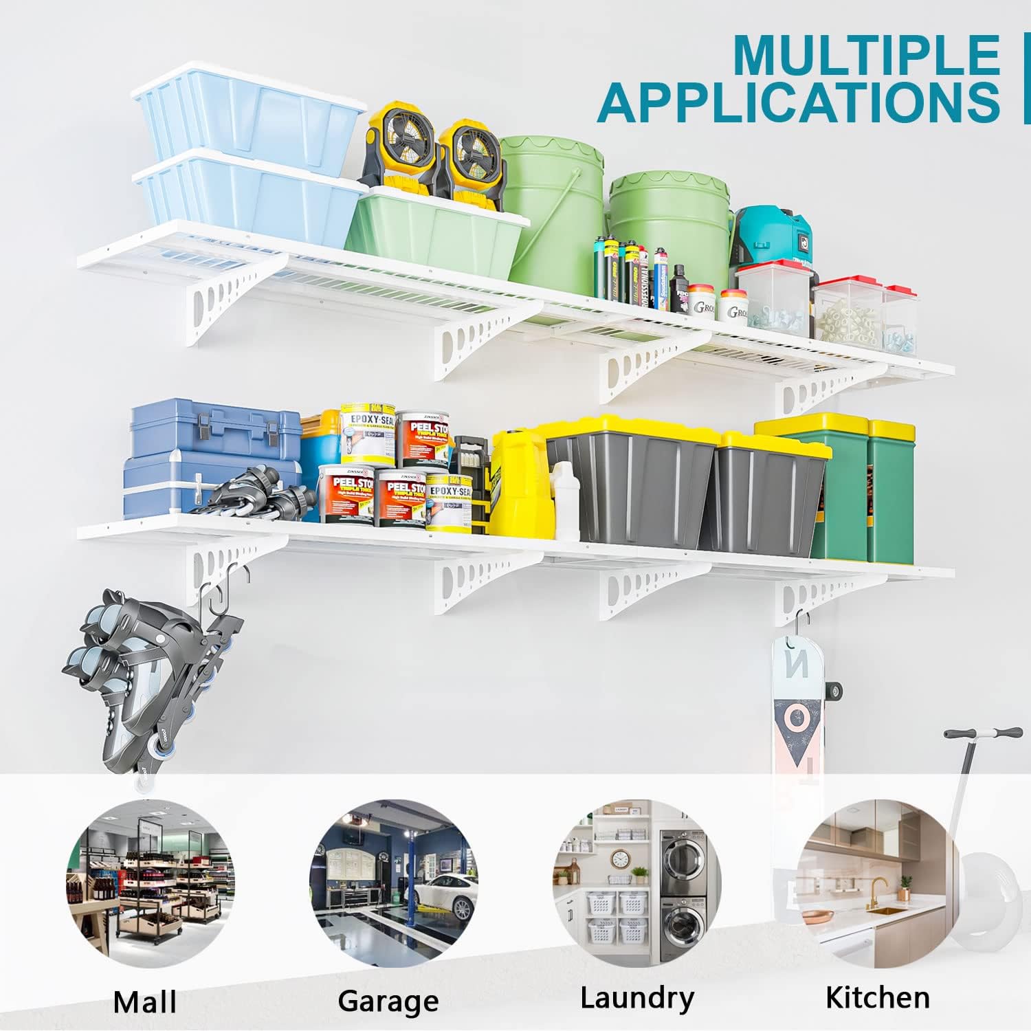 Garage Wall Shelving - 4 Pack, 1000 lb Capacity -6