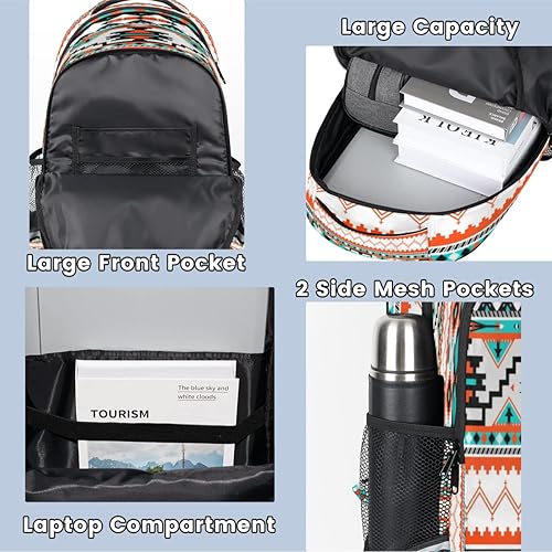 Miniatura 4 de Mochila escolar para niños y niñas, estudiantes universitarios, mochila para laptop, mochilas de viaje, mochila para libros, Azteca 1, Moderno