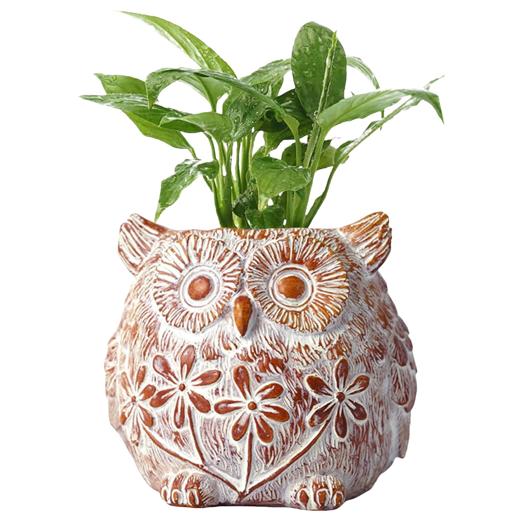 Hilai Owl Planter, Creative Handpainted owl Resin Planter Pot for Indoor Plants, Decorative Table Ornaments Crafts Flower Pot for Balcony Garden Living Room