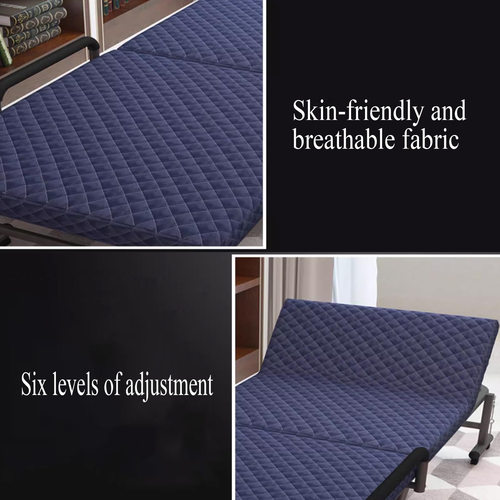 Brandina Pieghevole con Materasso 90x200, Letto Portatile Adulto Pieghevole con Ruote Facili da Trasportare, Struttura Resistente, Regolabile in 6 Posizioni(Brown,65 * 190cm)