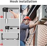 5M Telescopic Ladder with Detachable Hooks Stainless Steel Heavy Duty Extendable Foldable Multi Purpose 16.5ft Ladder, More Sturdy and Durable Than Aluminum Ladder