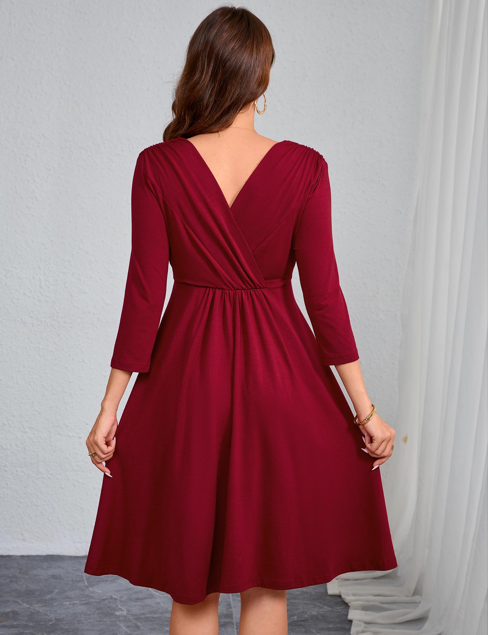 YesFashion Abito premaman con scollo a V, abito per gravidanza a vita alta, abiti comodi per donne incinte
