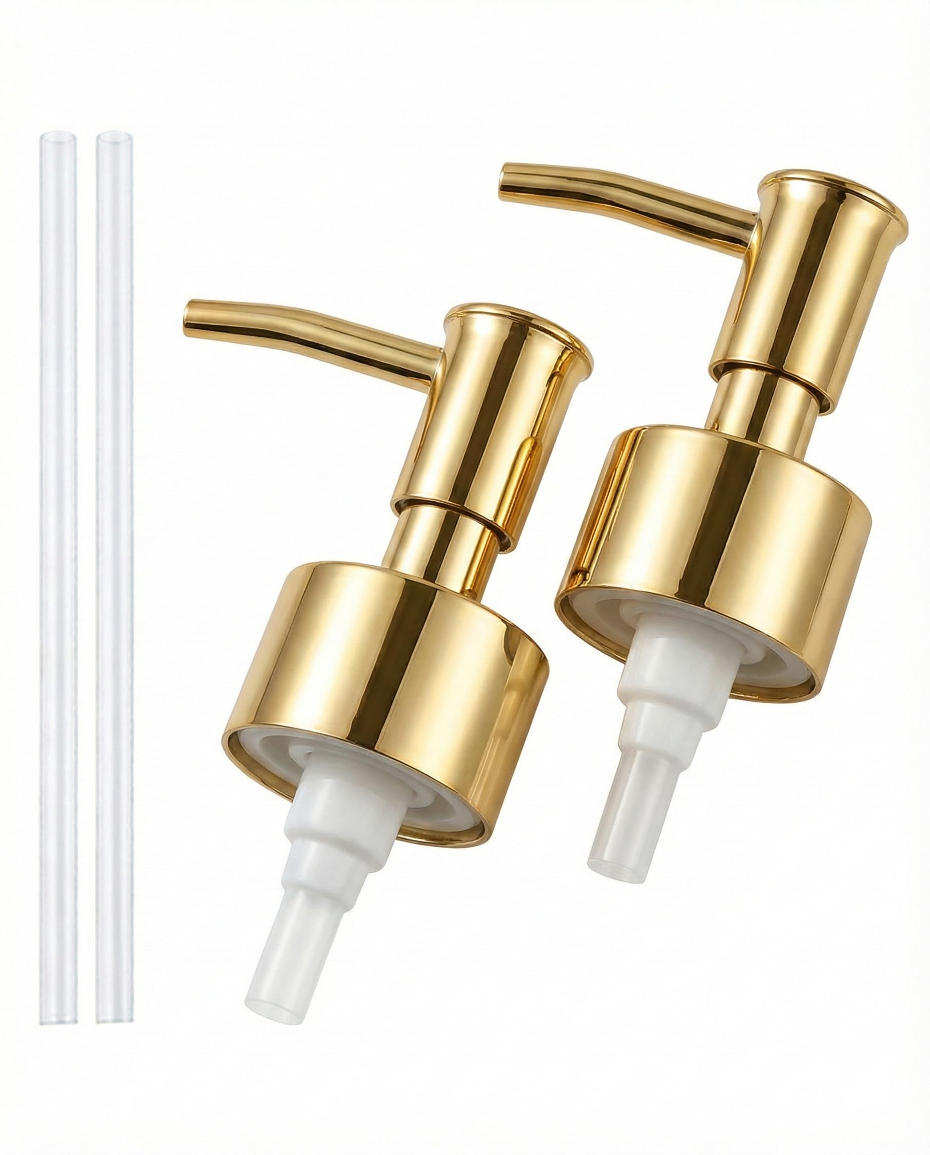 Photo 1 of 2-Pack Soap Dispenser Pumps Replacement, Universal Lotion & Soap Pump Heads for Standard 28/400 Bottle Neck, Gold Finish (Fits 26mm-28mm/ 1.02-1.10 inch)