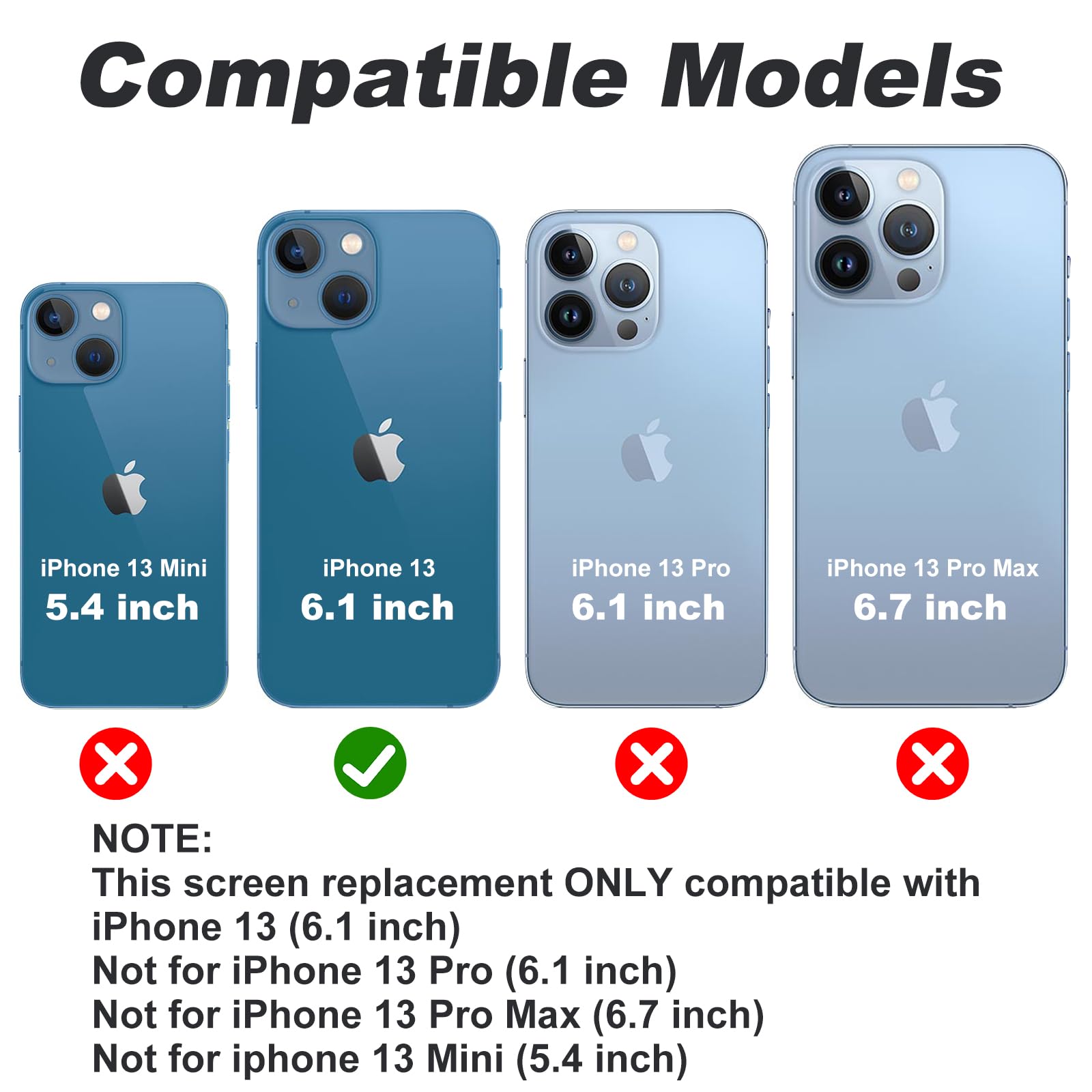 DIGI4U Schermo OLED Rigido Per IPhone 13 6,1'' - FHD COF Con Kit Strumenti, Sostituzione Display AMOLED