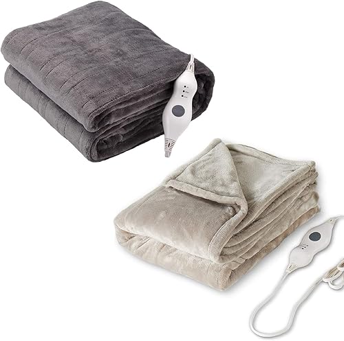 Tefici Manta térmica eléctrica con 3 niveles de calefacción y 4 horas de apagado automático, 50 x 60 pulgadas, manta térmica suave súper acogedora