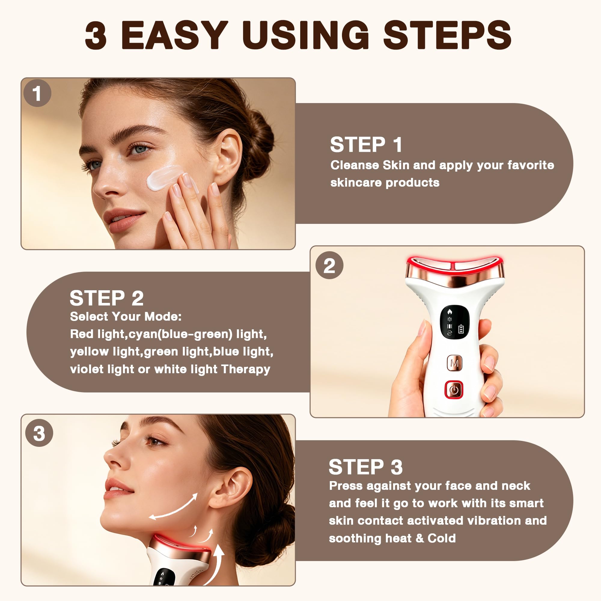 Facial Massager for Face & Neck, 7-in-1 Gua Sha Beauty Wand