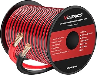 18Gauge 200FT Electrical Wire Cable 2 Conductors Red Black Cable Hookup LED Lighting Strips Flexible Wire Extension Cord 18AWG Copper Clad Aluminum Copper Wire 12V/24V DC 61M