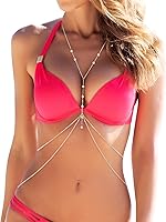 Topbuti Sexy Rhinestone Body Chain Bra Bikini Waist Belly Chain Beach Necklace for Women