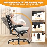 Executive Office Chair with Flip-up Armrests,Ergonomic Computer Desk Chairs,Mid-Tall Back Leather Office Chair 400 Lbs,Lumbar Support Swivel PC Chair with Rocking Function