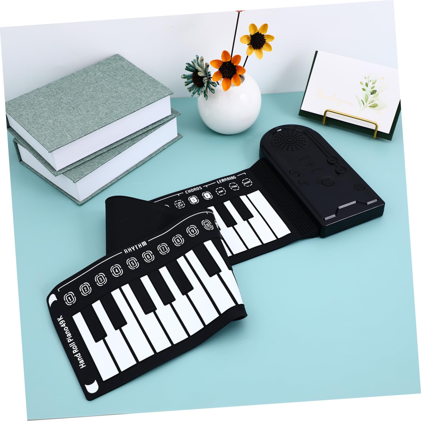 Ipetboom Pianoforte Arrotolabile a 49 Tasti Connessione Cuffie e Microfono, Tastiera Elettronica Portatile Per Ragazzo Ragazza e Famiglie