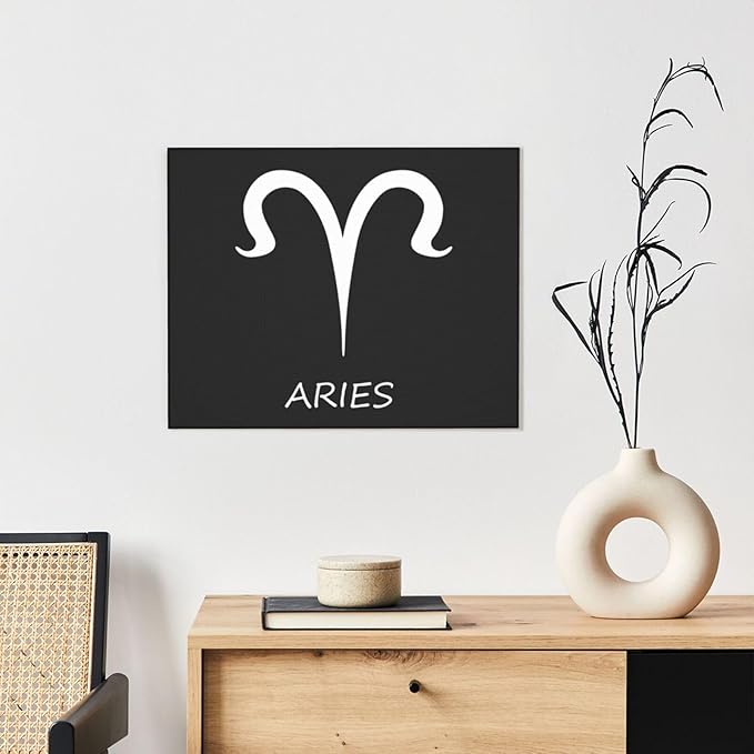 Aries Sign Wall Art Of Framed Decorative Paintings Abstract Simple Black White And Other Color Blocks Canvas Prints Home Decoration Gifts 16