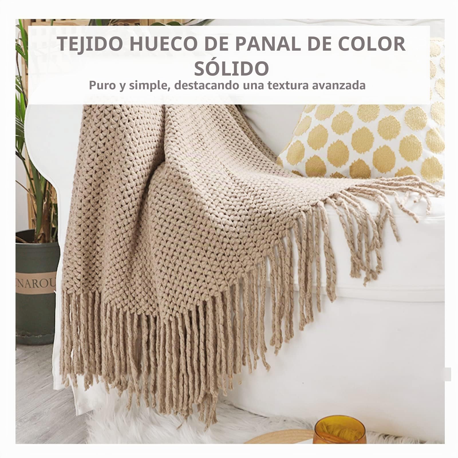 LumiSyne Manta De Punto con Borlas Transpirable Mantas Celulares Estilo Nórdica Comoda Suave Cubresofa Cubrecama Plaid Manta Decorativa para Sofá Cama Silla