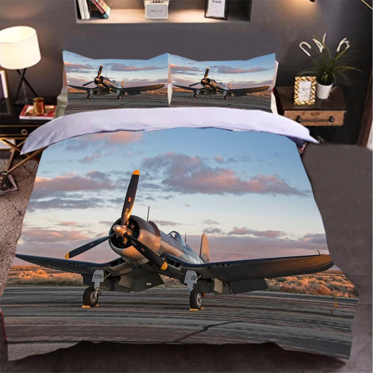 Airplane Bedding Duvet Cover Set Full Size Airplane F4 U