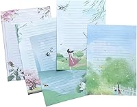 Vista 1 de 50 Writing Stationery Paper, Lined Stationery Paper for Writing Letter, Notes, Invitations, Craft, 5 Different Style (11.7 x 8.26")