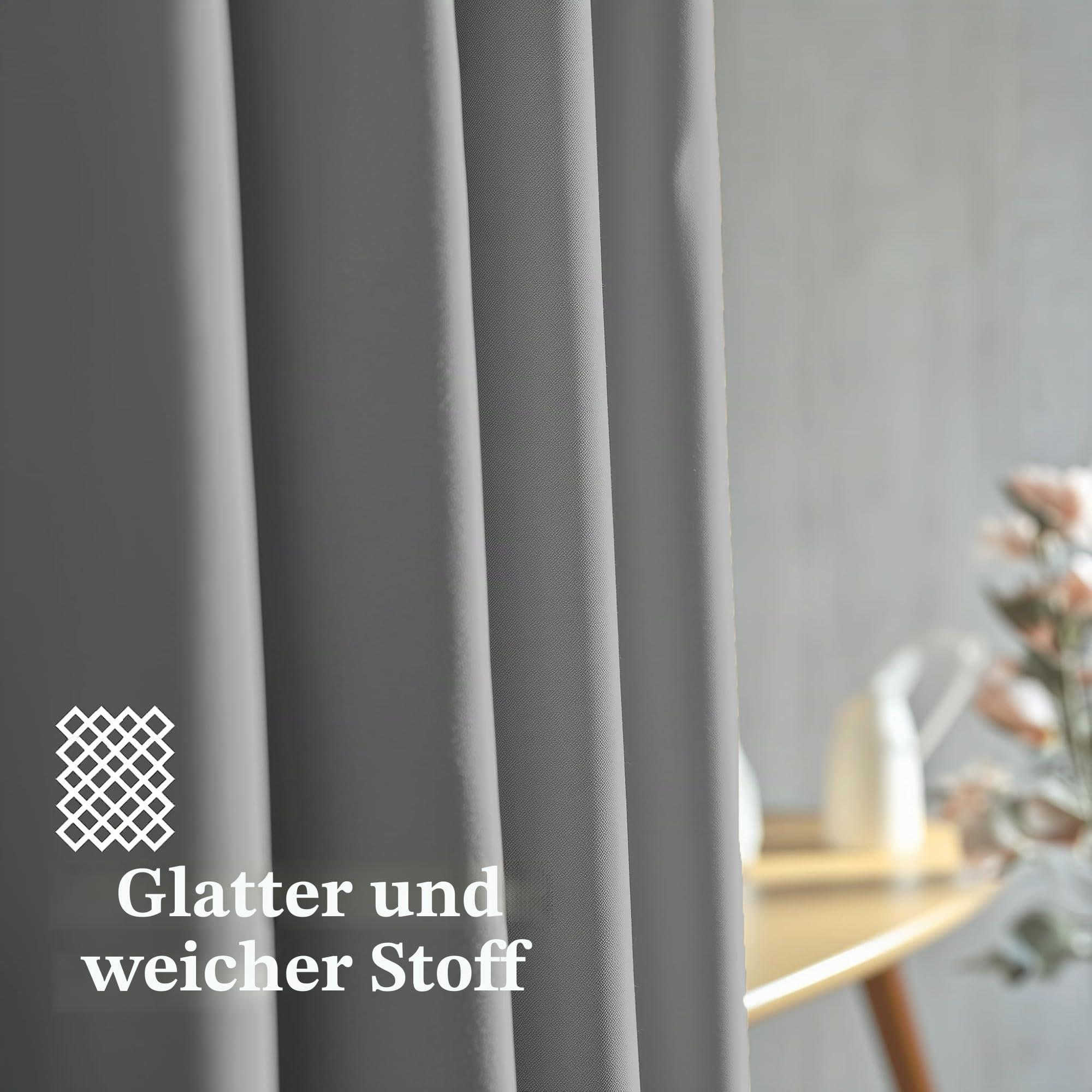 ORINOVA Vorhang Blickdicht Thermovorhang Hitzeschutz 140x160 cm 2er Set Grau Vorhänge Schlafzimmer Verdunklungsgardine Wohnzimmer mit Ösen