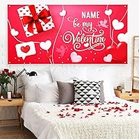 Vista 147 de Cartel de fondo personalizado para el día de San Valentín, decoración de San Valentín, letrero de vinilo con texto en inglés "Be My Valentine