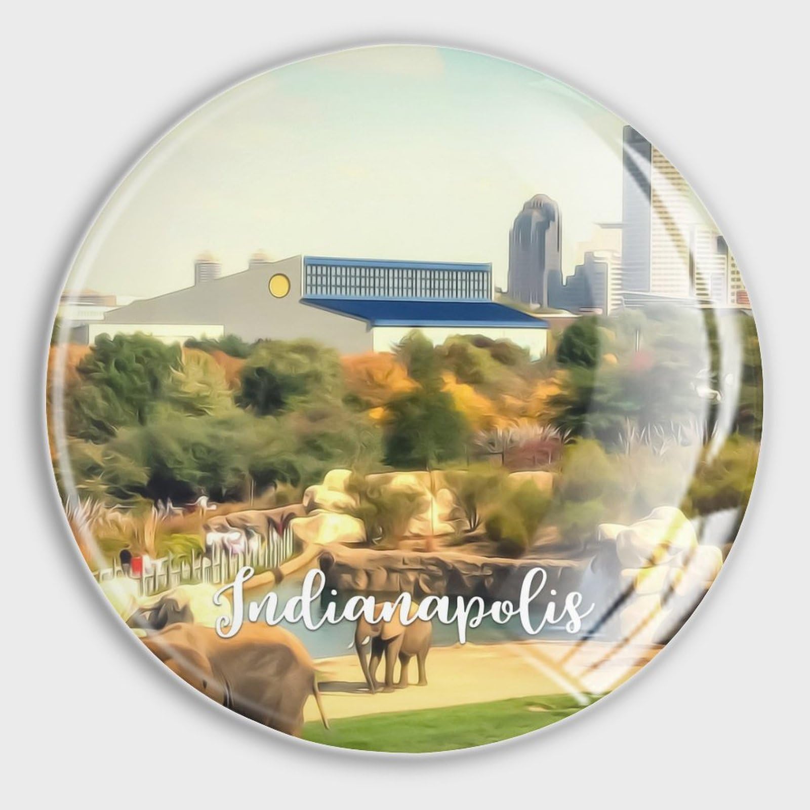 Aimants en verre pour réfrigérateur Indianapolis lot de 4 paysage pour cuisine et tableau blanc