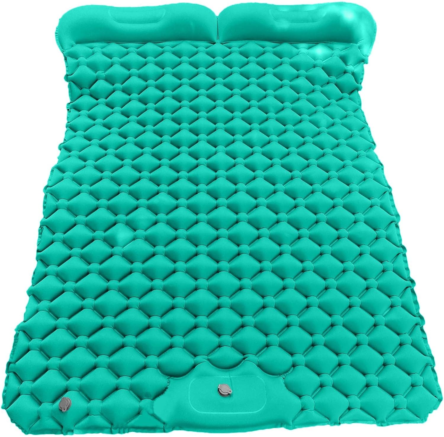 Ultra Inflatable Double Sleeping Mat | Compact Air Mattress for 2 People | Ergonomic Design | for Camping, Backpacking, Hiking | Portable & | Foot Pump Included - Emerald Green