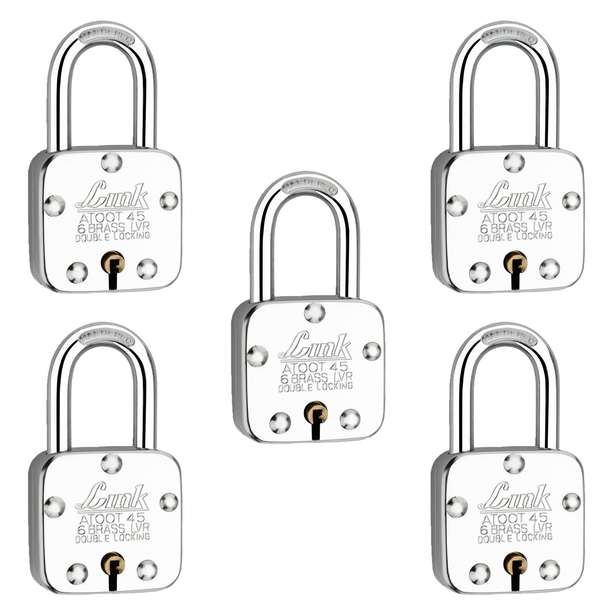 Link® Atoot 45mmLS Long Shackle Lock | Double Locking | Steel Body | Hardened Shackle | 6 Brass Levers | Made in India |Each Padlock with 3 Silver Keys (Pack of 2) — Amazon image 8