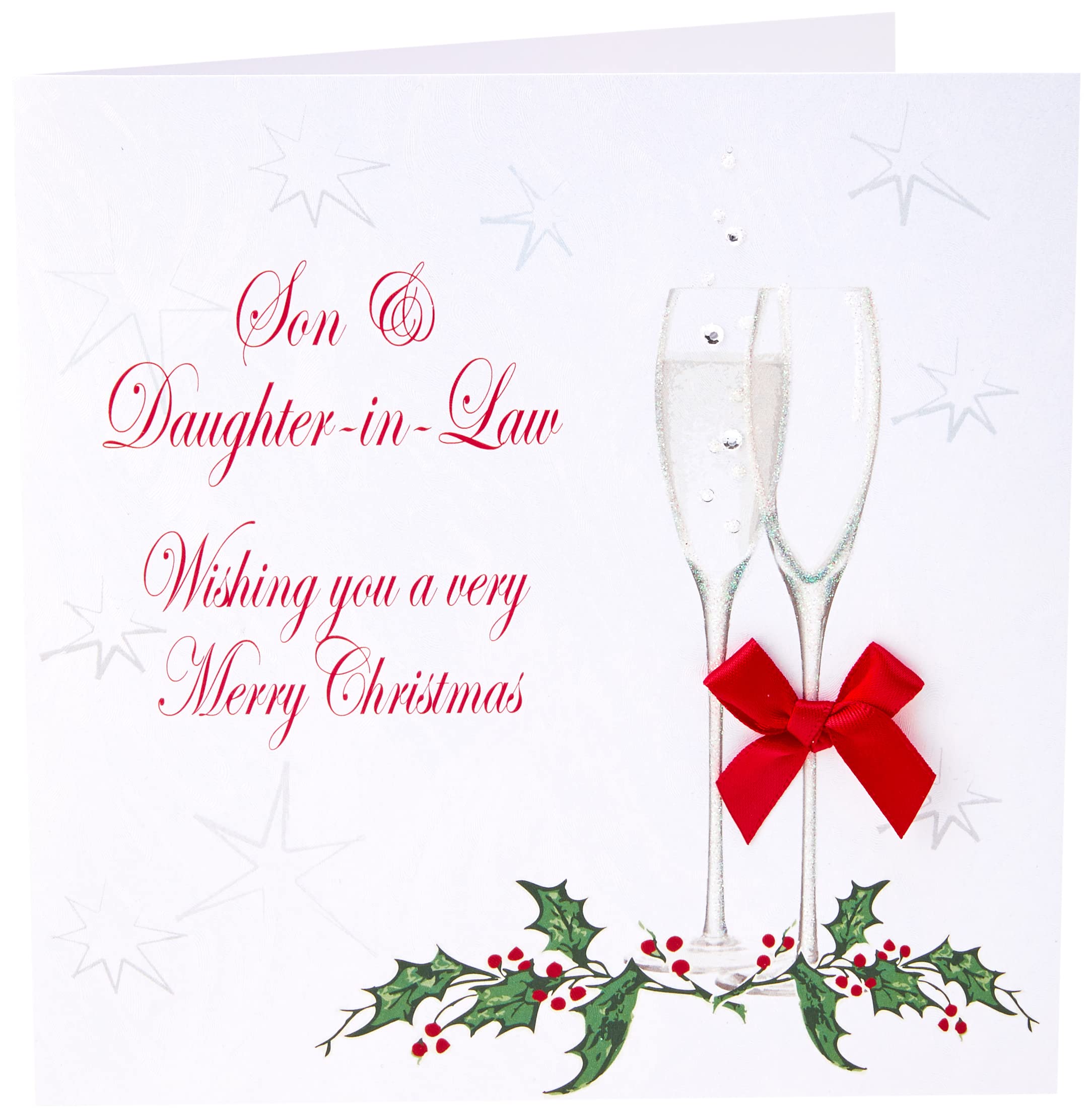 White Cotton Cards X62 Son And Daughter In-Law Handmade Christmas Card,