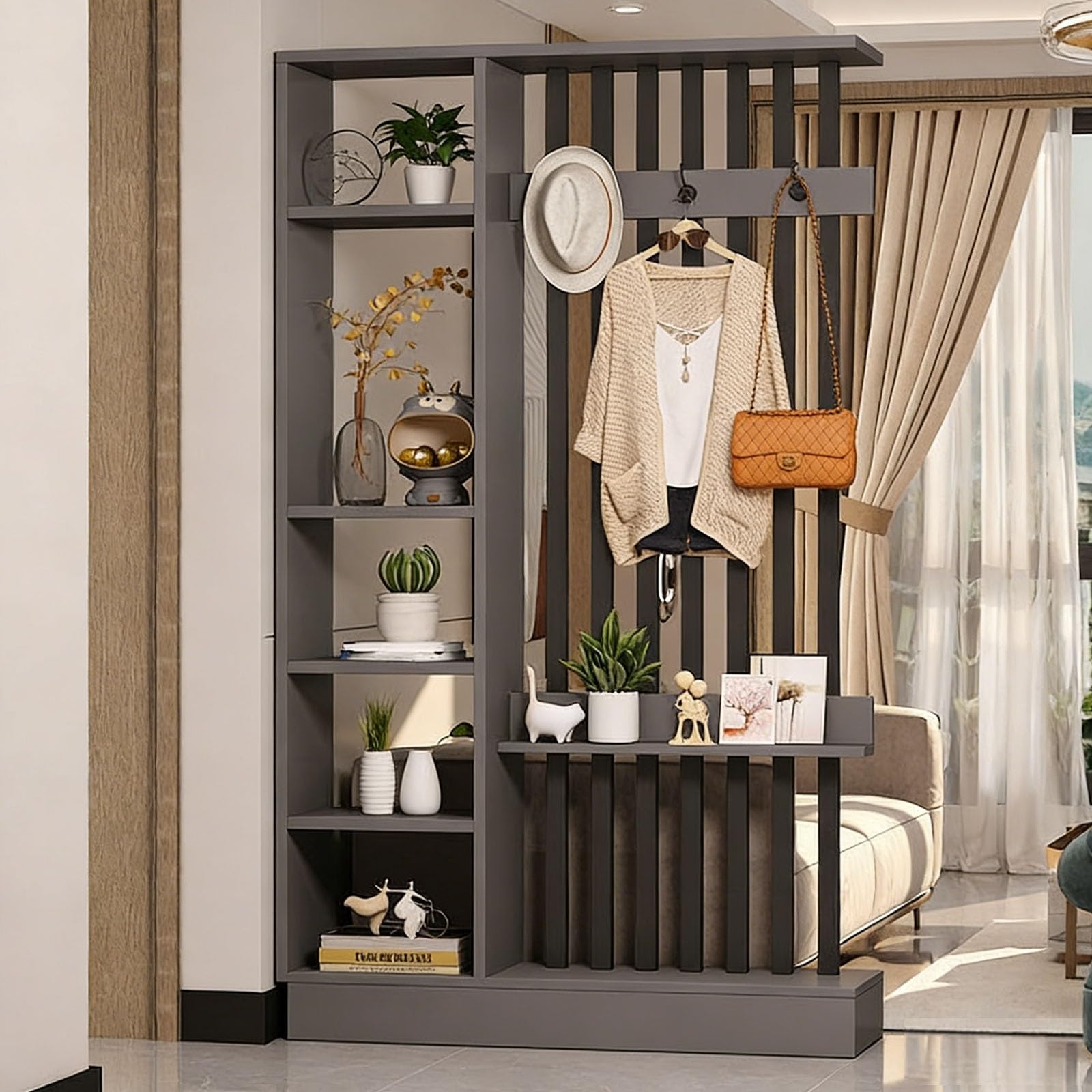 Séparateur de pièce moderne en bois freestanding, meuble décoratif premium