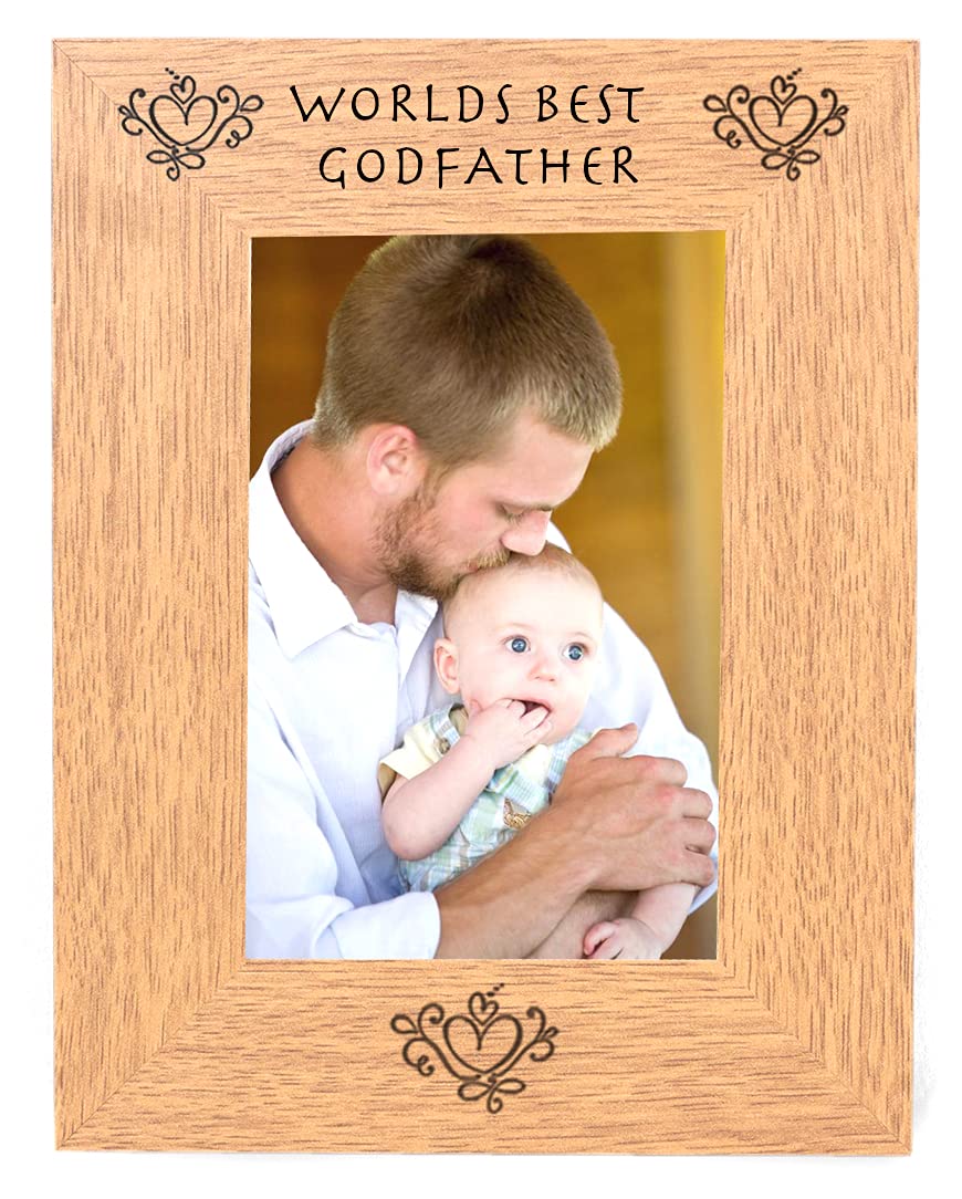 Worlds Best Godfather 6x4 Photo Picture Frame Keepsake Gift From Godson Goddaughter Godchildren for Birthday Present Christmas
