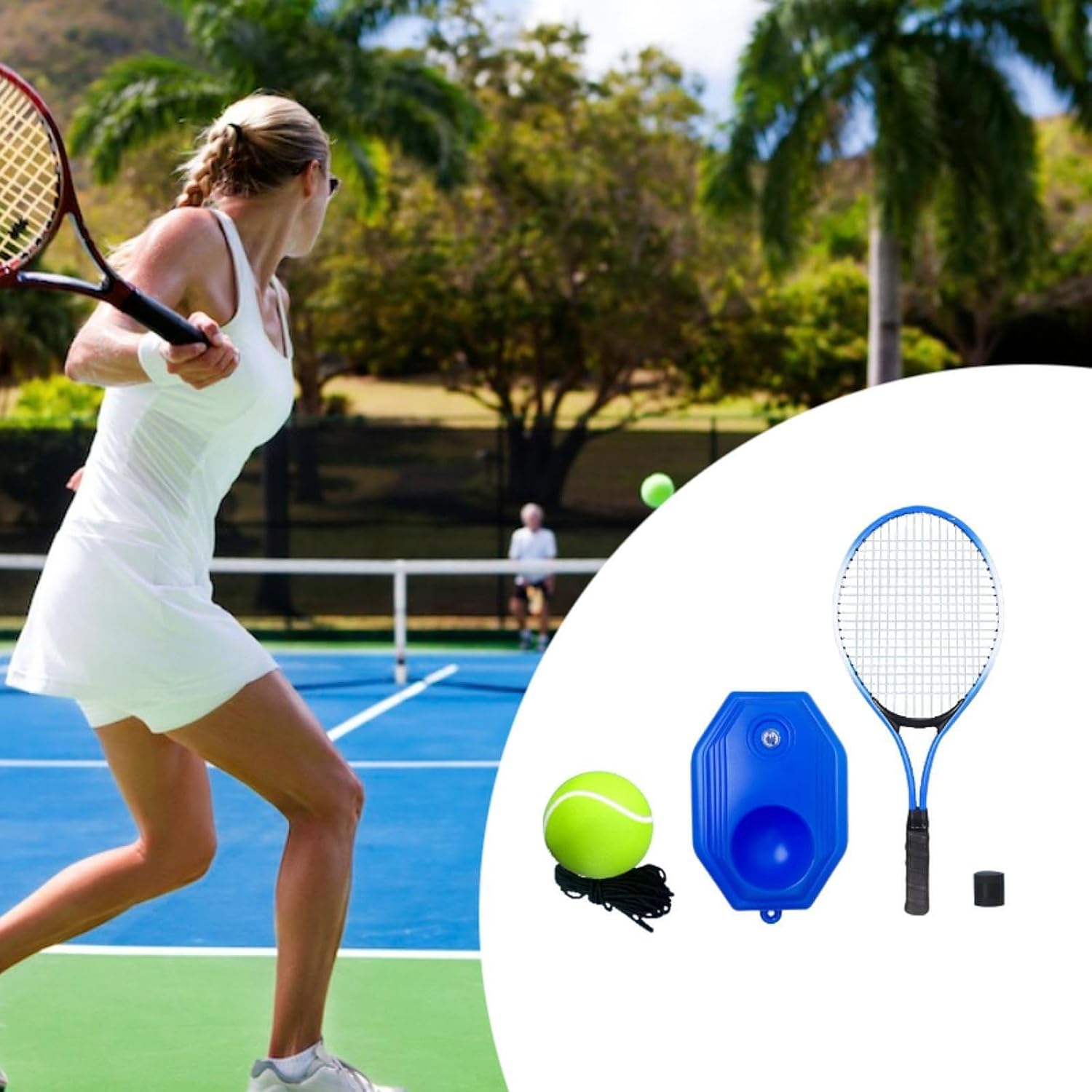 Solo Tennis Trainer,Solo Training Device Professional Park Solo Tennis Training Tool Self Practice for Women Men Kids Adults