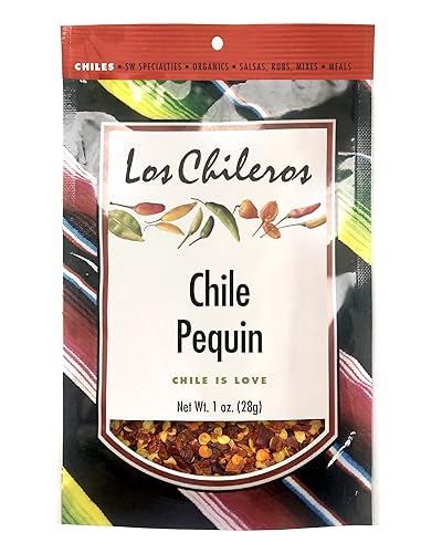 Los Chileros Chile Crushed Pequin, 1 onza (paquete de 12)