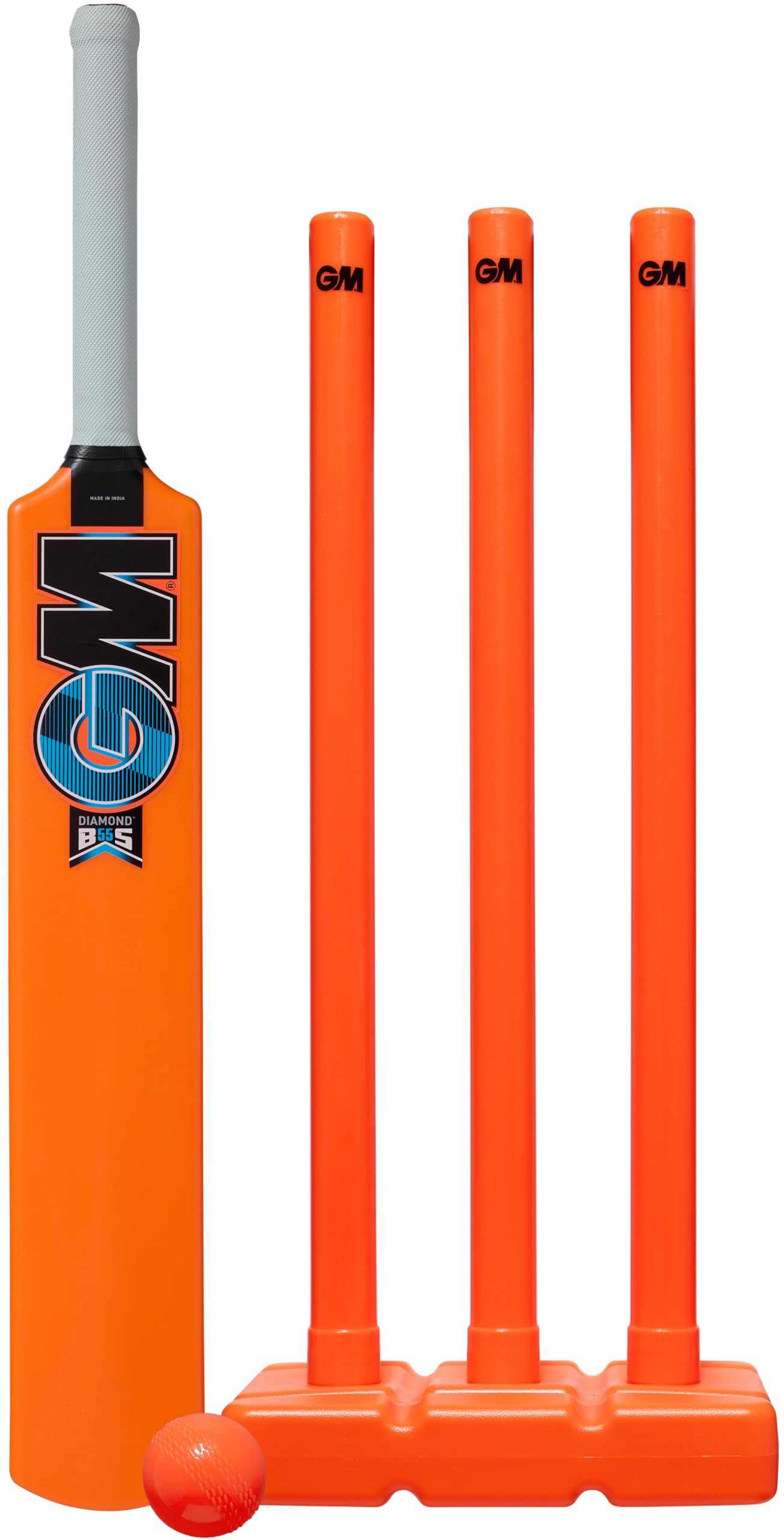 Gunn & Moore GM – Ensemble de Cricket pour Enfants | Batte en Caoutchouc, Balle Souple et souches de guichet | Plastique moulé Toutes Saisons | pour Enfants de 4 à 8 Ans ou 8 à 11 Ans