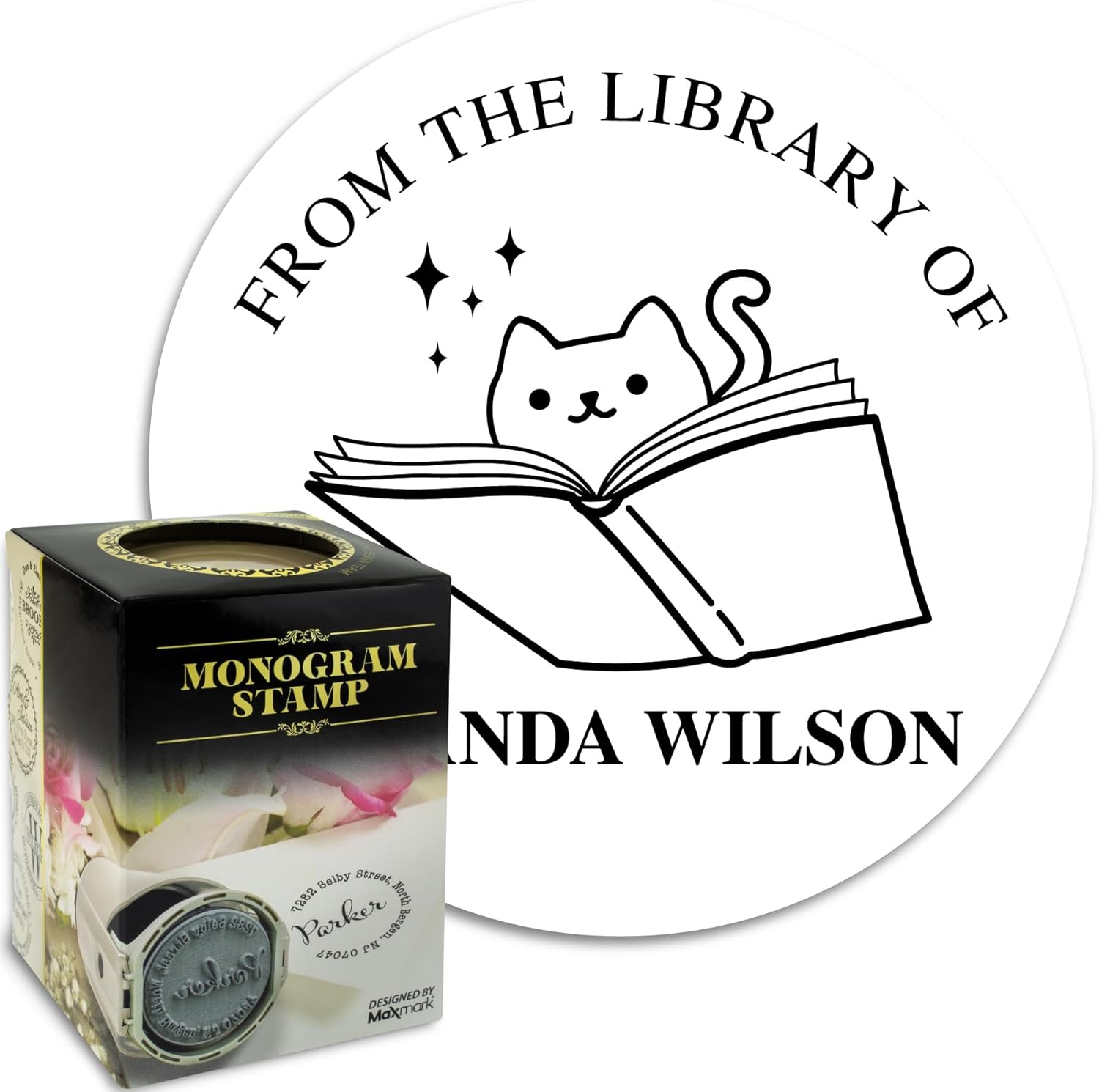 Custom Self-Inking Library Stamp - Style 057 - Great for Customizing Books, Ex Libris, Personalized Journals and More.