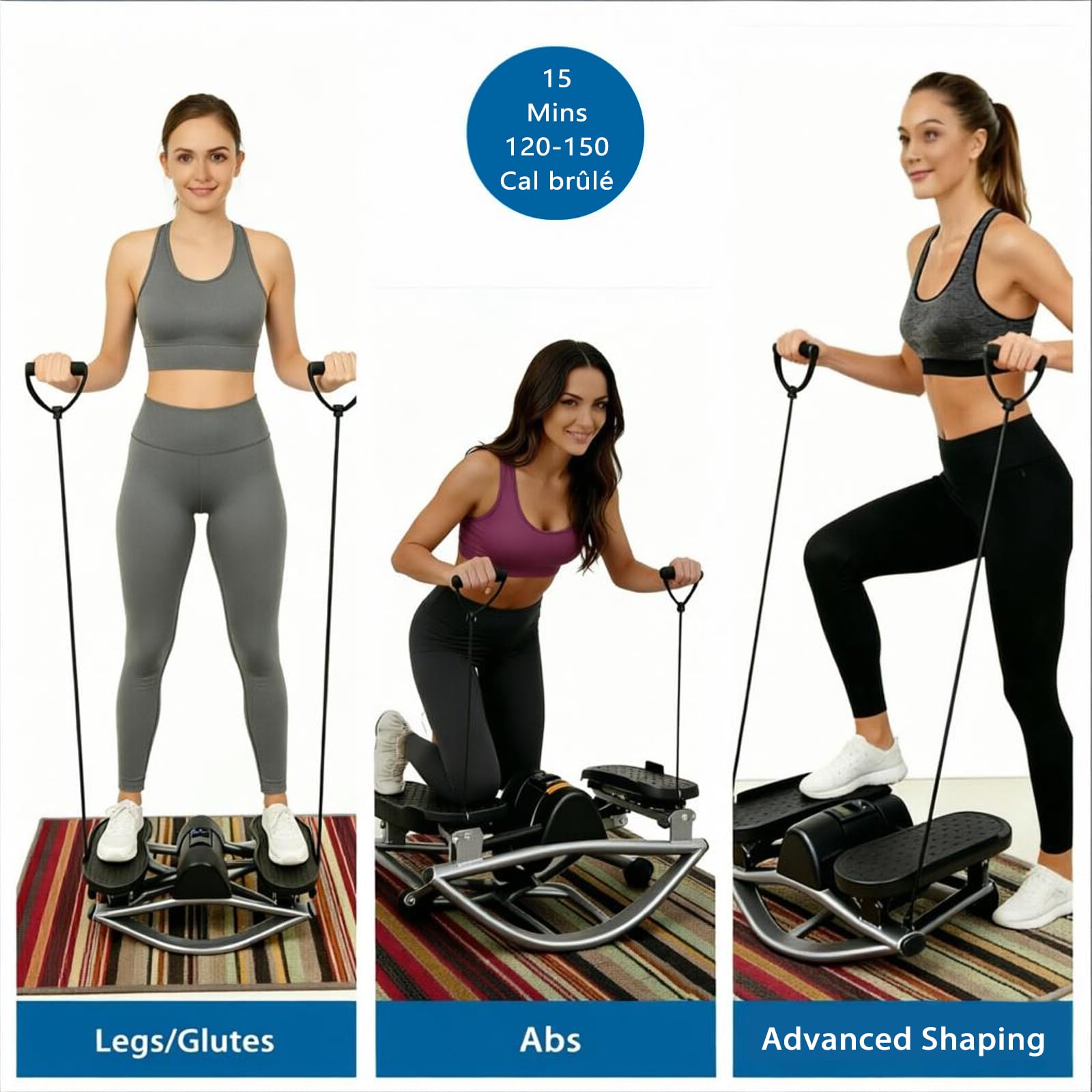 Stepper Laterale Portatile con Fasce di Resistenza | Macchina Fitness Compatta per Casa, Ufficio e Soggiorno | Allenamento Addominali, Gambe e Glutei | Mini Stepper Silenzioso e Salvaspazio