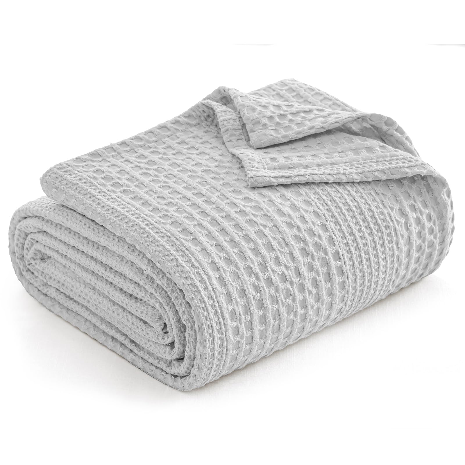 phf lightweight waffle weave blanket twin size, breathable & ultra soft, 66"x 90" soft & cozy thin blanket for spring & summer & hot sleepers, bed, home decor - light grey