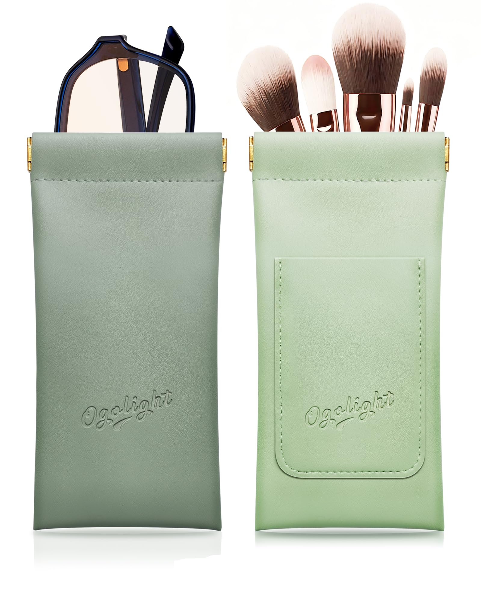 OGOLIGHT Eyeglass Cases Soft 2 Pack - Squeeze Top Anti Scratch Sunglasses Soft Case for Reading Glasses/Sunglasses Storage.