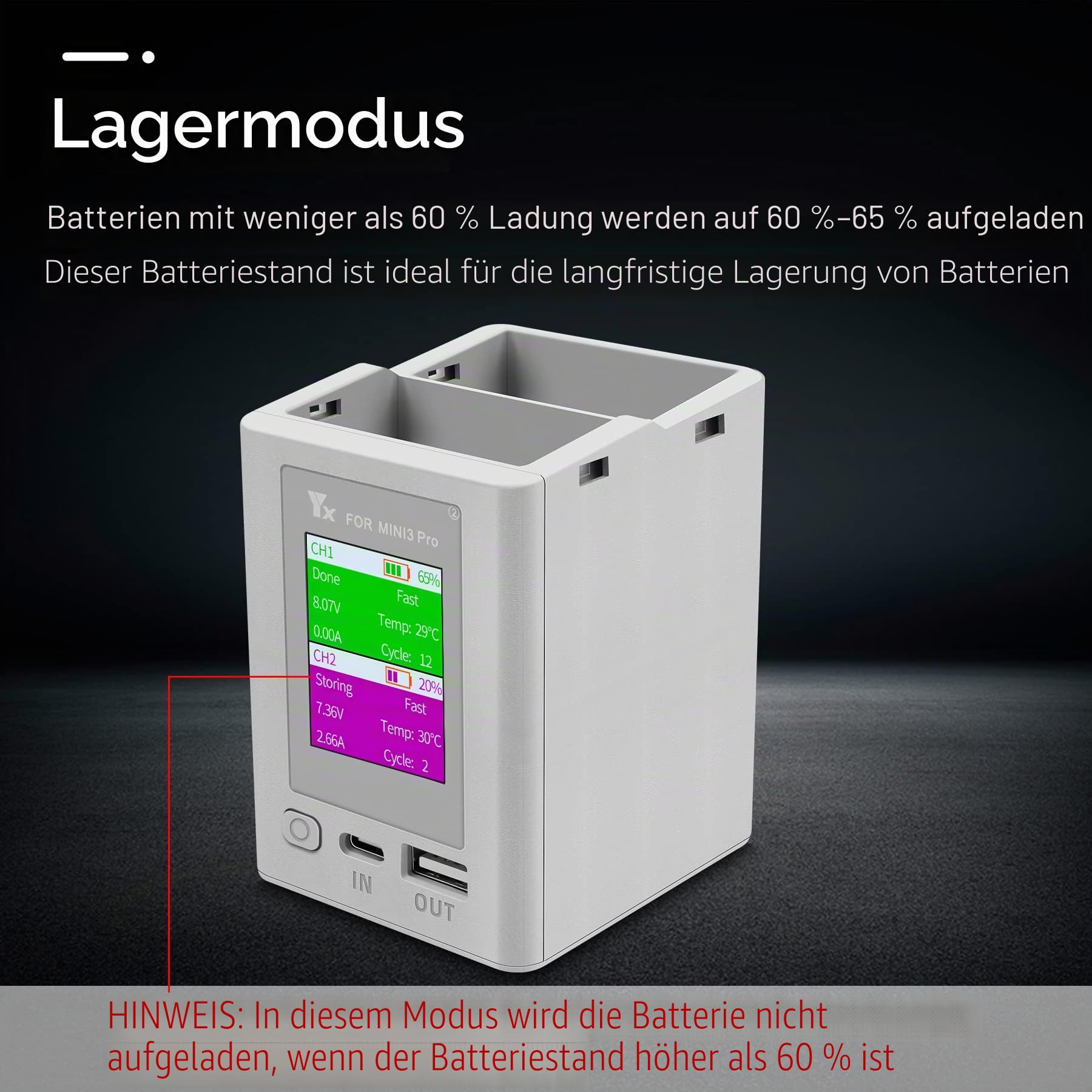 LCD Multi Function Akku Ladegerät für DJI Mini 5 4 3 Pro