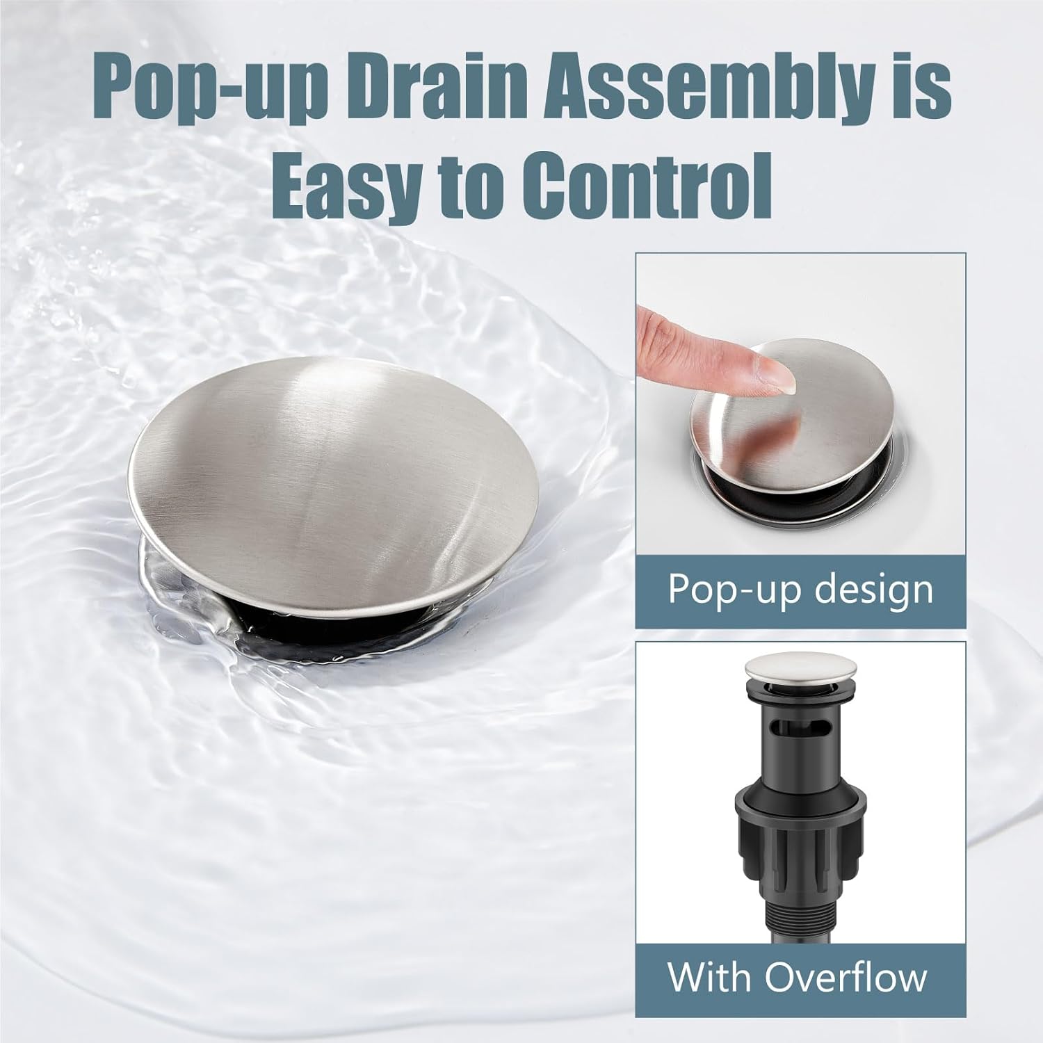 Aolemi Tall Bathroom Faucet Vessel Sink Faucet Single Hole 1 Handle Lavatory Vanity RV Deck Mount Mixer Tap with Pop Up Drain Assembly, Brushed Nickel, Waterfall Spout