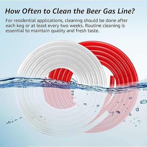 Miniatura 9 de Línea de gas Kegerator de 5 pies y líneas de cerveza de CO2, manguera de gas de CO2 rojo ID de 516 pulgadas y líneas de barril de cerveza