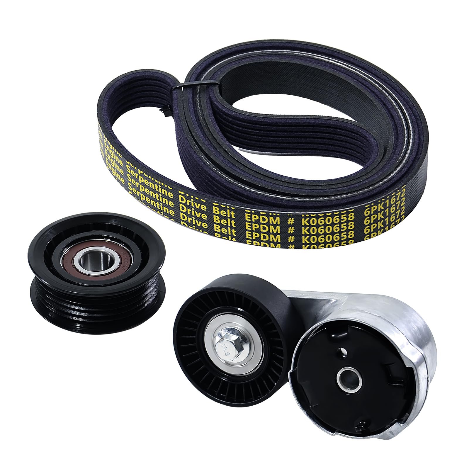 Serpentine Belt Drive Component Kit with Tensioner &amp; Idler Pulley Fit Jeep Grand Cherokee 2016-2022 V6 3.6L &amp; Dodge Durango 2016-2024 V6 3.6L, Replace 90K-39282B