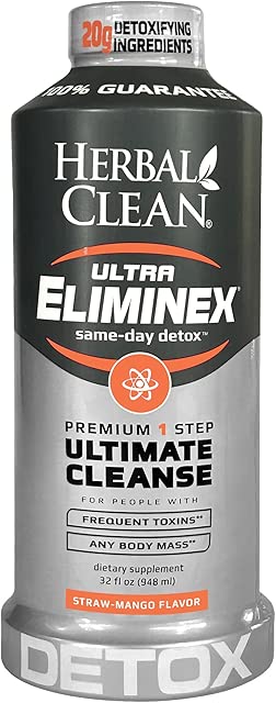 Herbal Clean Ultra Eliminex, Premium 1 Step Ultimate Cleanse, Same-Day Detox, (Straw-Mango, 32 fl oz)