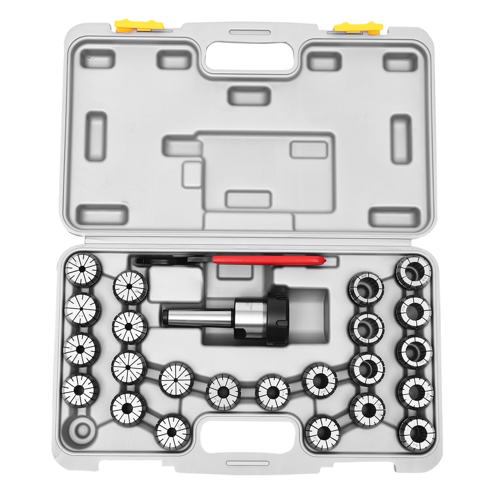 Spannzange Spannzangenfutter Werkzeugaufnahme Frässpindel Schaft MK3 ER40 Collet Set 23 teilig mit Spannbereich 4 bis 26 mm geeignet für CNC Fräsmaschinen