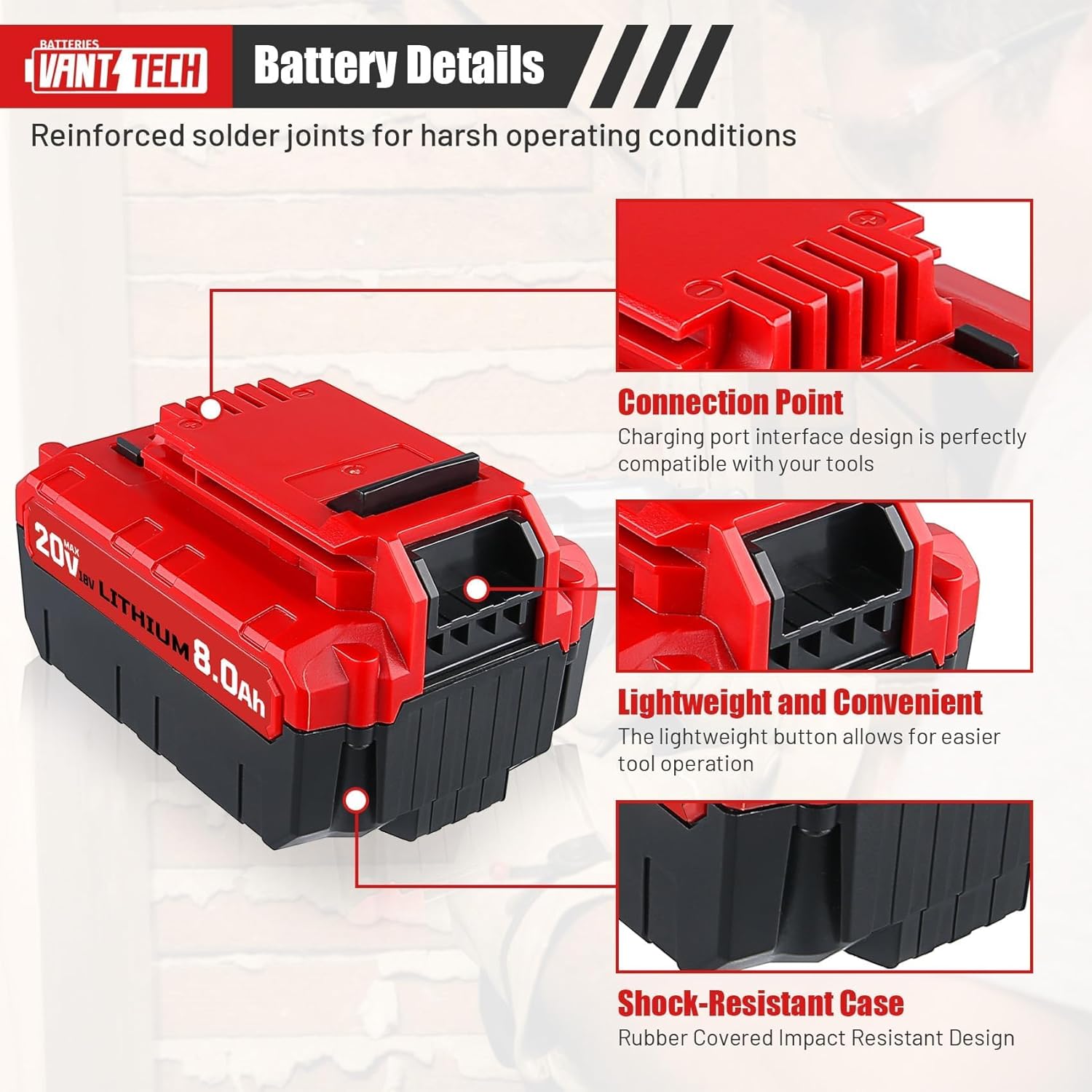 VANTTECH 2Pack PCC685L 8.0Ah Replacement for Porter Cable 20v Battery & PCC692L Fast Charger Compatible with PCC680L PCC685LP PCC682L PCC681L PCC680LP Compatible with Porter Cable 20V Tools