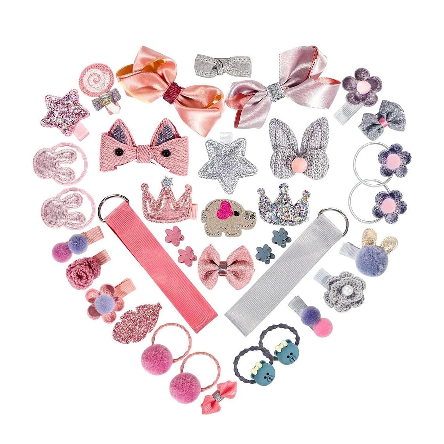 URBANFIX 36-Piece Cute Hair Band Bows Gift Set – Baby Elastic Hair Ties, Cartoon Hairpins, Ponytail Holders, and Stylish Fashion Accessories for Baby Girls, Toddlers, Teens | Assorted Styles in Gift Box (B097LCBJZ8) Amazon Price History, Amazon Price Tracker