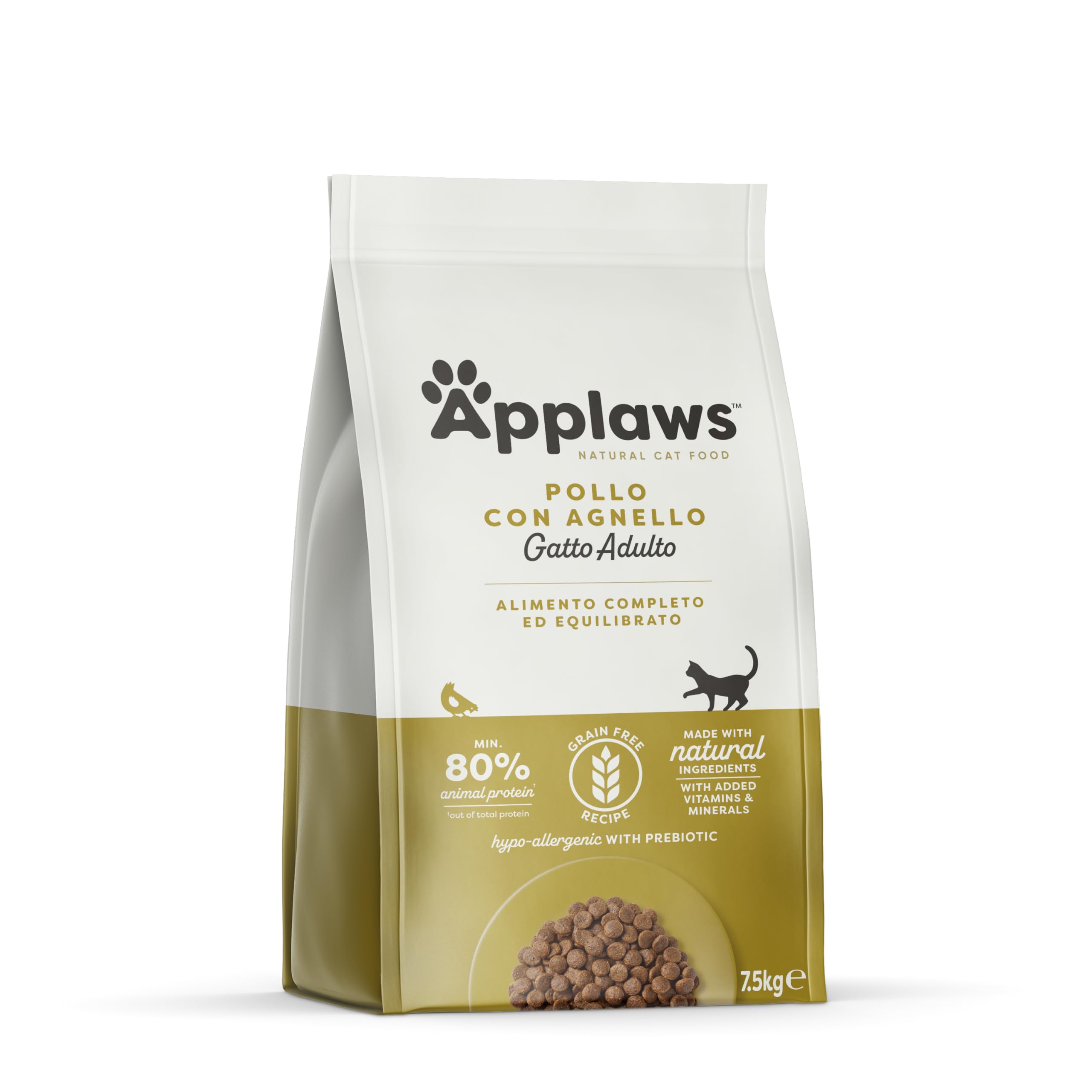 Applaws Alimento secco completo per gatti, pollo senza cereali con agnello extra, per gatti adulti - sacco richiudibile da 7.5 kg