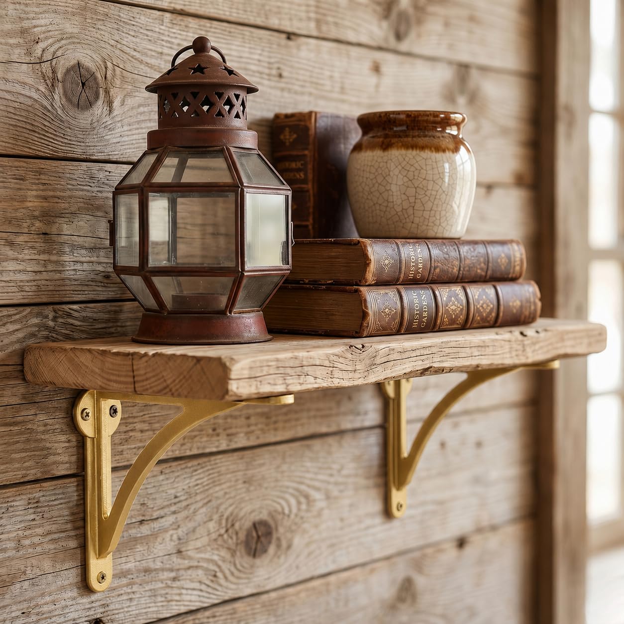 KHTUMEWARE-170326 Brushed Gold Shelf Brackets 6 in (152 mm) 2-Pack in Brushed Gold — KHTUMEWARE