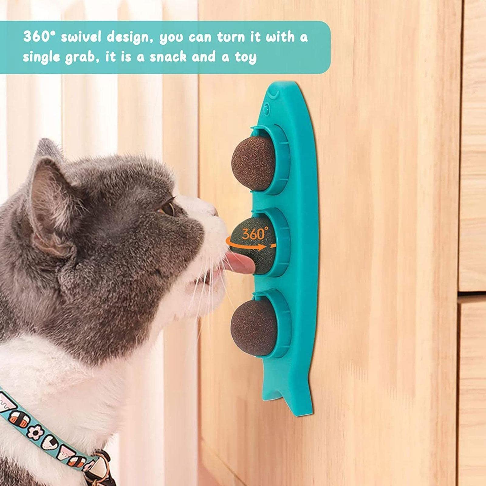 Kattenkruidbal voor katten, 6 stuks, draaibare kattenkruid, avocado, catnipbal, wandroller, interactief speelgoed voor katten, eetbare kattenkruidballen, kattentanden reinigen, kattenspeelgoed