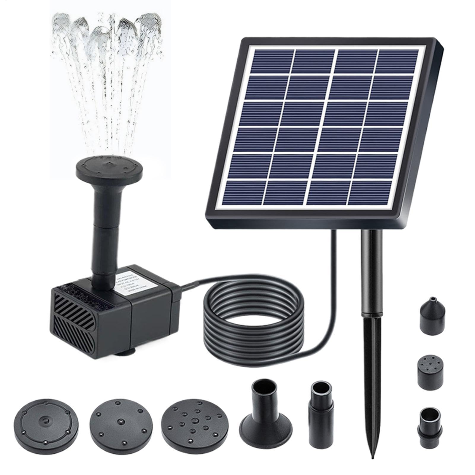 Fuentes solares para baño de aves de 2 vatios con 8 boquillas regulables