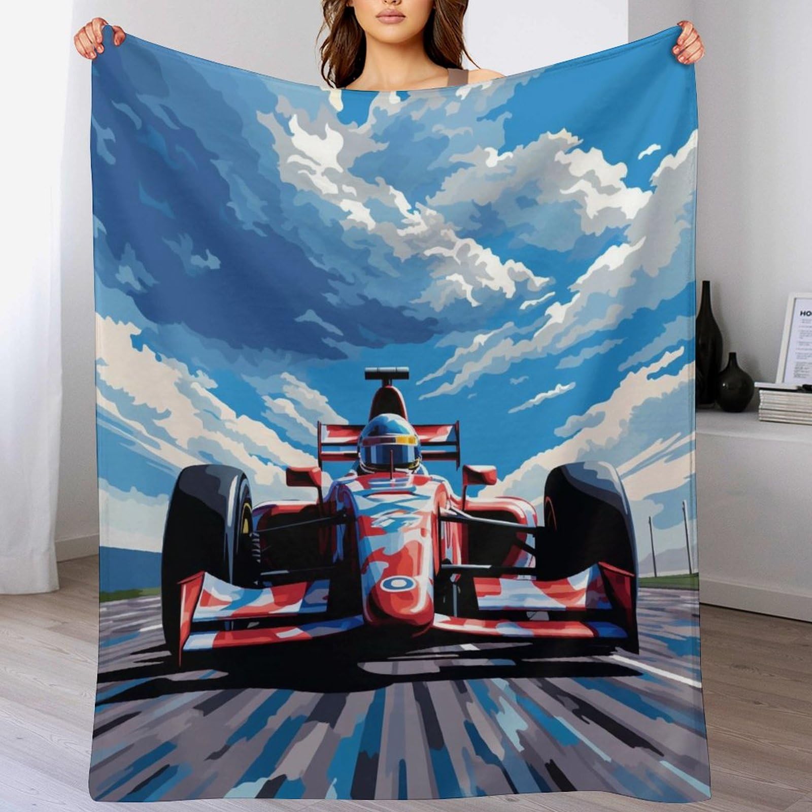 Manta calida para el frio de coche de carreras mullida para salon